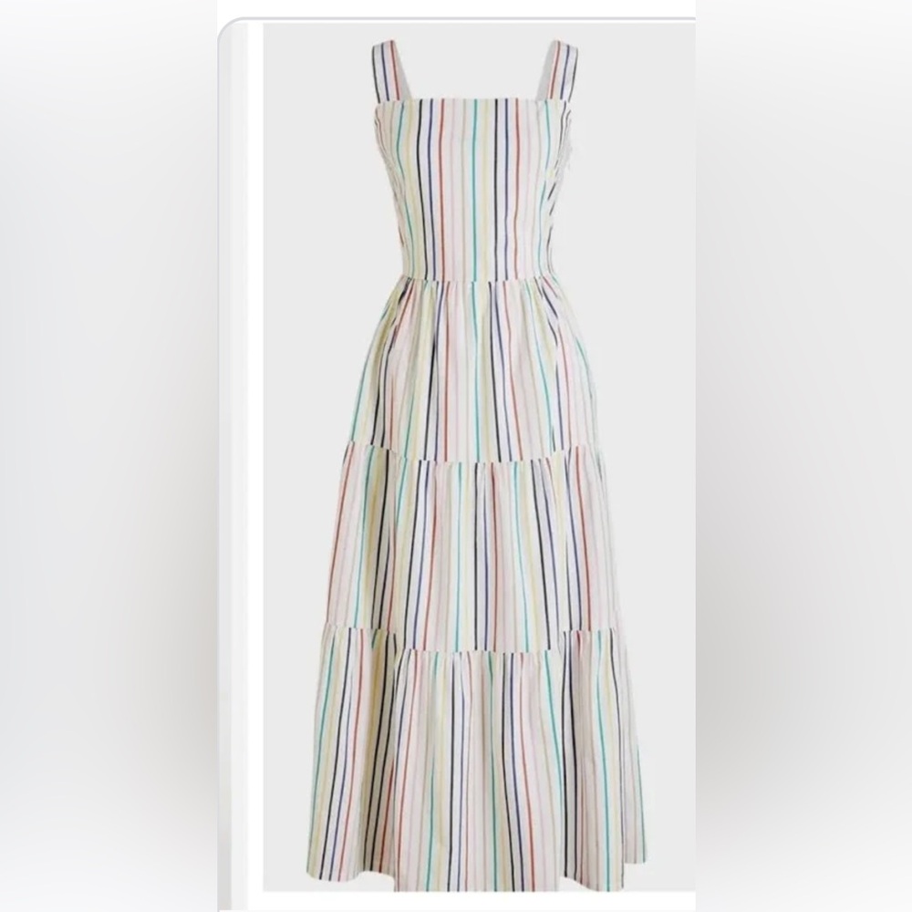 J crew factory midi tier rainbow stripe dress